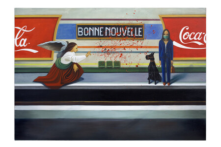 L'Ange, le Chien et l'Aveugle, peinture figurative contemporaine