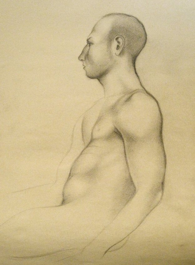 nu masculin 2 - dessin d'apr&eacute;s modele vivant