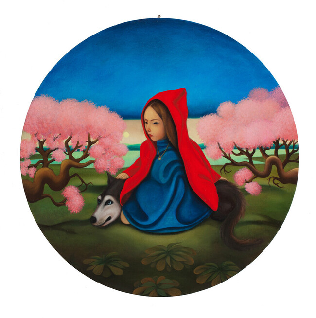 Icona n°1 Cappuccetto rosso, pittura figurativa contemporanea