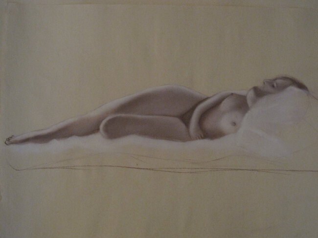 nu feminin - dessin d'apr&eacute;s modele vivant