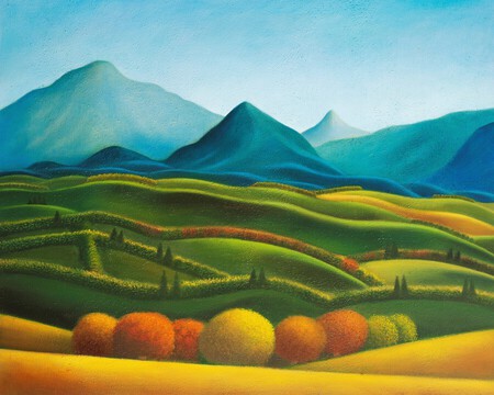 Paysage n&deg;3, peinture figurative contemporaine